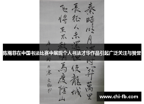 陈雨菲在中国书法比赛中展现个人书法才华作品引起广泛关注与赞誉